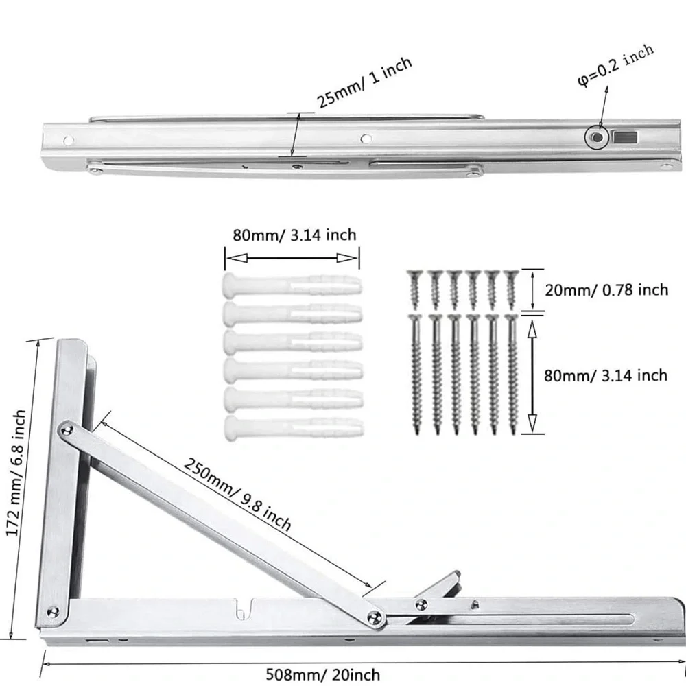 NIB DOMISL 20” Multi Function Stainless brackets - Set of 2 - Picture 9 of 9